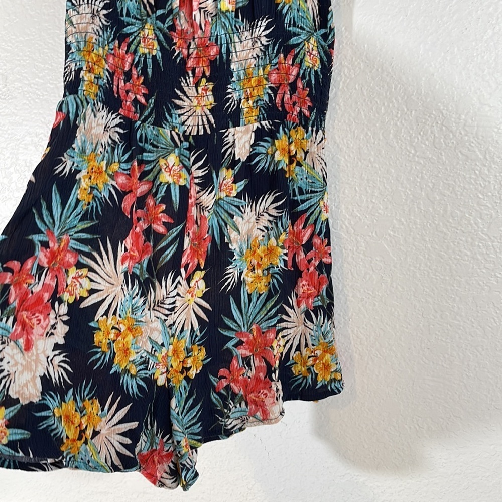 Xhilaration Romper Medium Navy Colorful Floral Off the Shoulder Size Small New - Picture 4 of 8